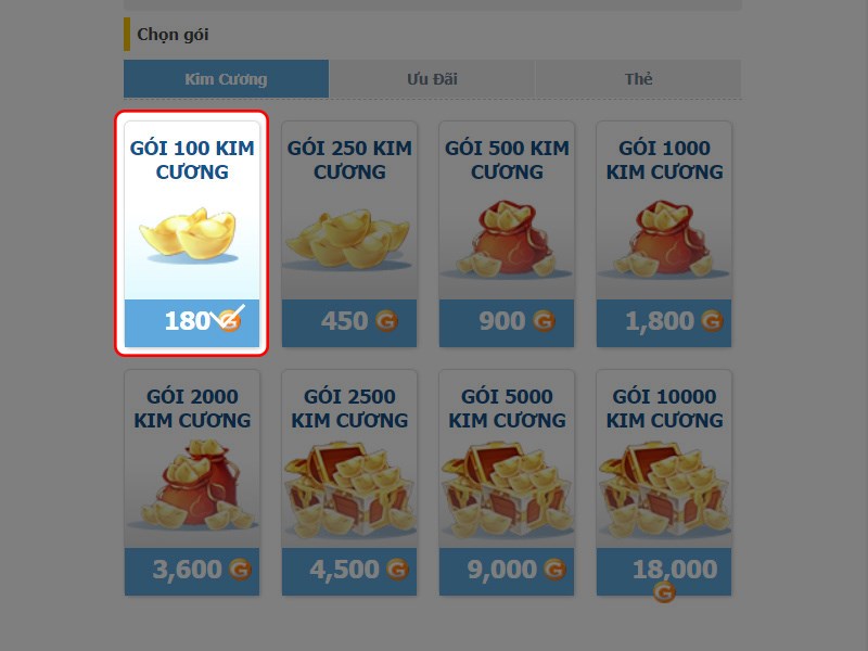 Chọn g&oacute;i nạp