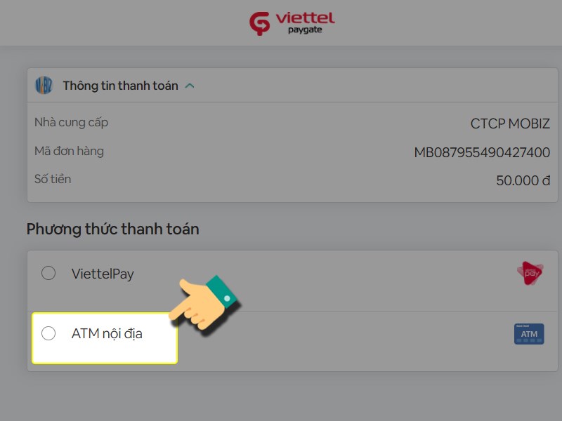 Chọn phương thức thanh toán
