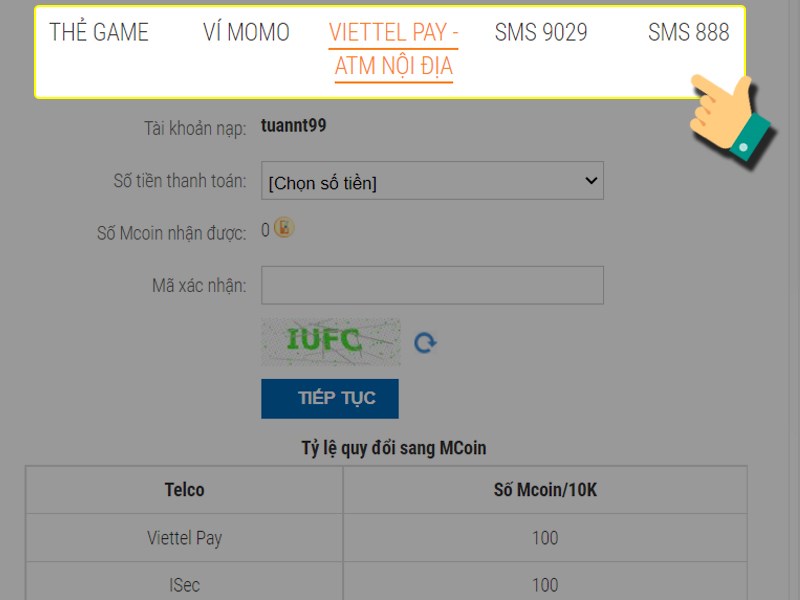 Chọn phương thức thanh toán