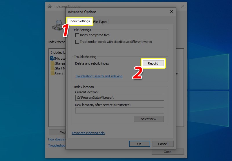 Chọn thiết lập lại