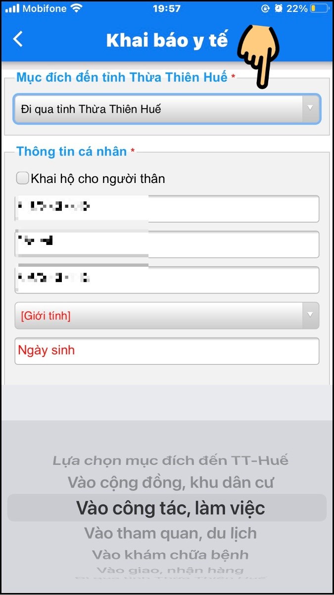 Chọn mục đ&iacute;ch đến tỉnh Thừa Thi&ecirc;n Huế