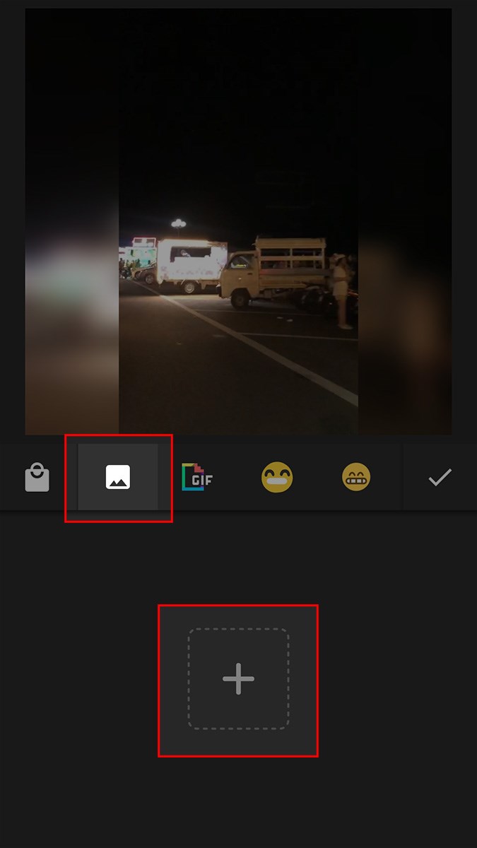 Chọn biểu tượng h&igrave;nh ảnh > Chọn biểu tượng dấu cộng