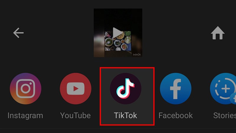 Chọn biểu tượng TikTok để chia sẻ video lên TikTok