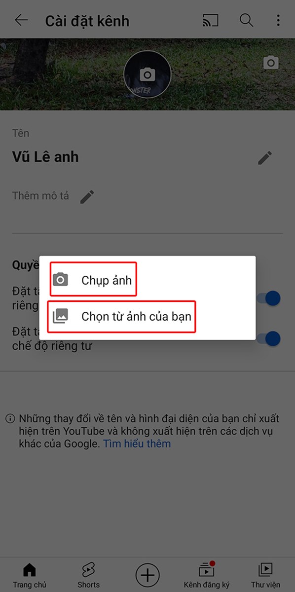 Chọn một trong hai lựa chọn