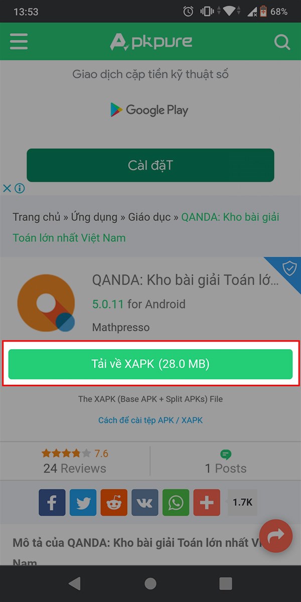 Nhấp Tải về XAPK