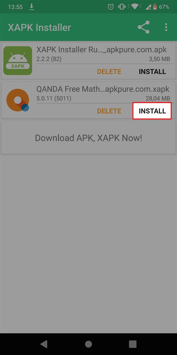 Ở phần hiện l&ecirc;n của app QANDA > Nhấn Install