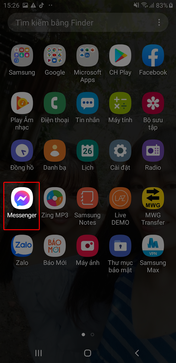 Truy cập vào ứng dụng Messenger