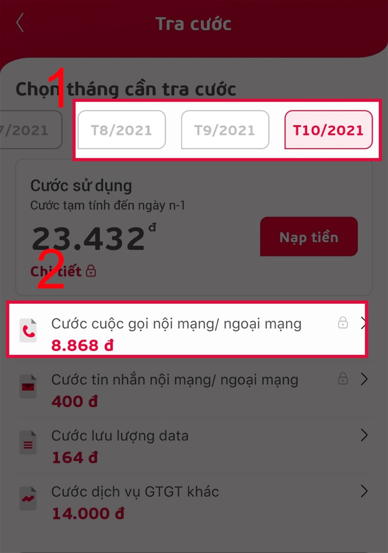 Chọn thời gian và Cước cuộc gọi nội mạng/ngoại mạng