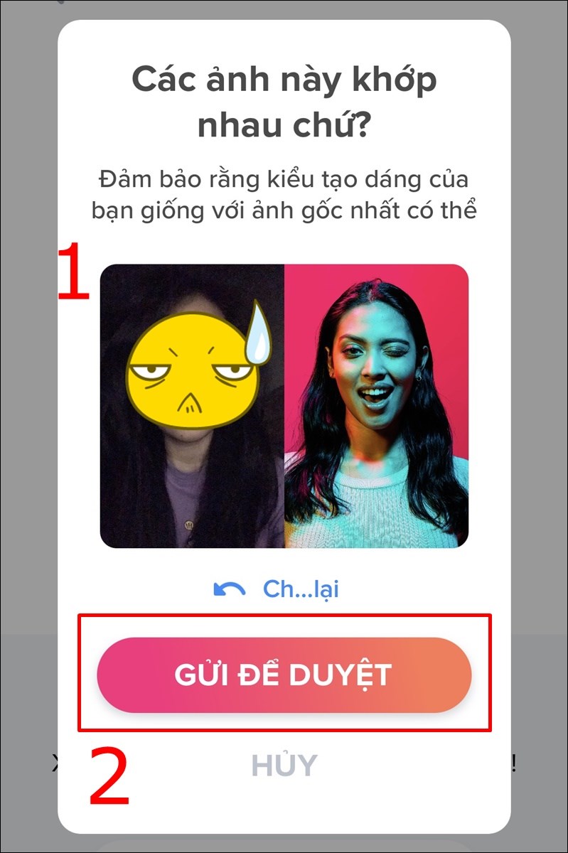 Chụp 2 bức h&igrave;nh v&agrave; nhấn Gửi để duyệt