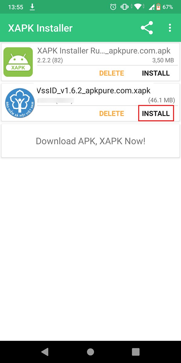 Ở phần hiện lên của app VssID > Nhấn Install Ở phần hiện lên của app VssID > Nhấn Install