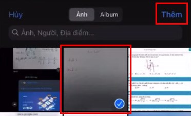 Chọn h&igrave;nh ảnh b&agrave;i l&agrave;m tr&ecirc;n giấy m&agrave; bạn đ&atilde; chụp > Chọn Th&ecirc;m