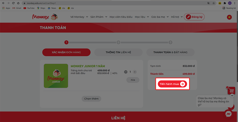 Click v&agrave;o tiến h&agrave;nh mua