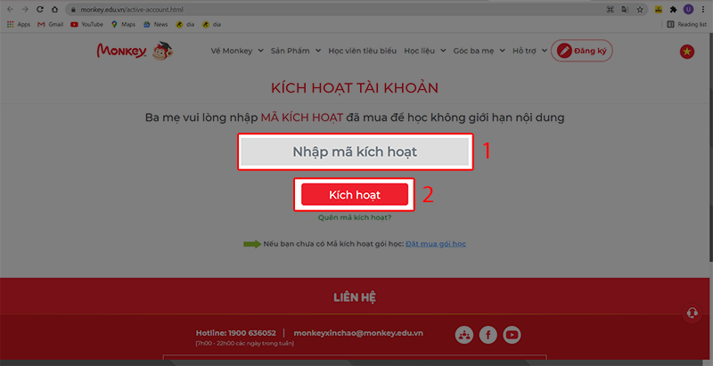 Nhập m&atilde; k&iacute;ch hoạt v&agrave; nhấn k&iacute;ch hoạt