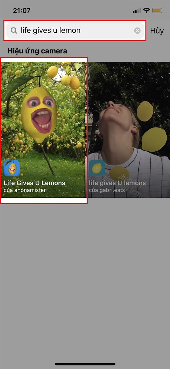 Nhập từ kh&oacute;a life gives u lemons v&agrave; chọn filter Life Gives U Lemons