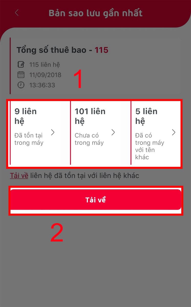 Chọn danh sách số điện thoại muốn lấy trên My Viettel và nhấn Tải về