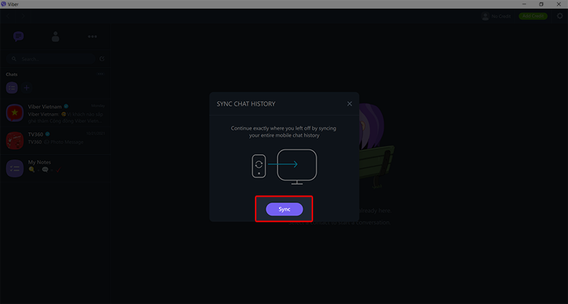 Nhấn chọn sync Nhấn chọn sync