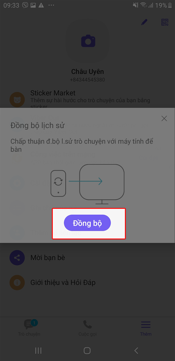 Nhấn chọn đồng bộ Nhấn chọn đồng bộ