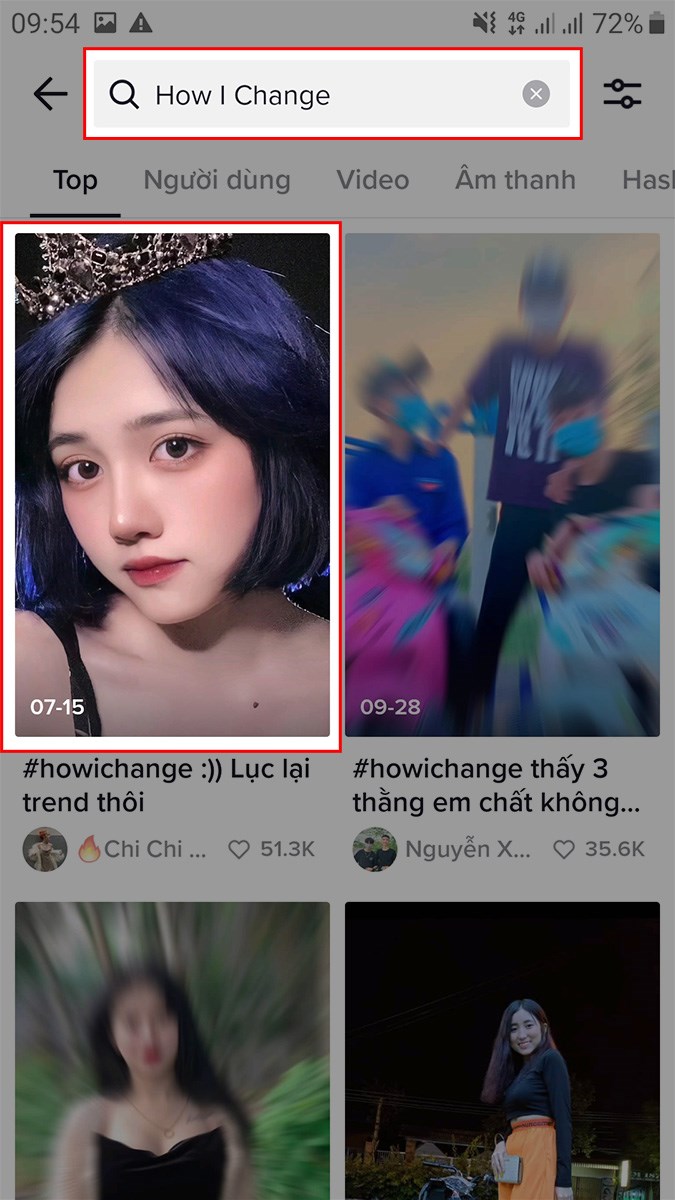 Nhập how i change v&agrave;o khung t&igrave;m kiếm > Nhấn chọn video ở b&ecirc;n dưới kết quả t&igrave;m kiếm