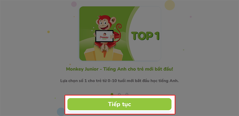 Nhấp vào tiếp tục