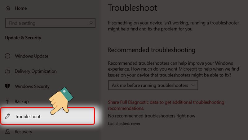  Chọn Troubleshoot