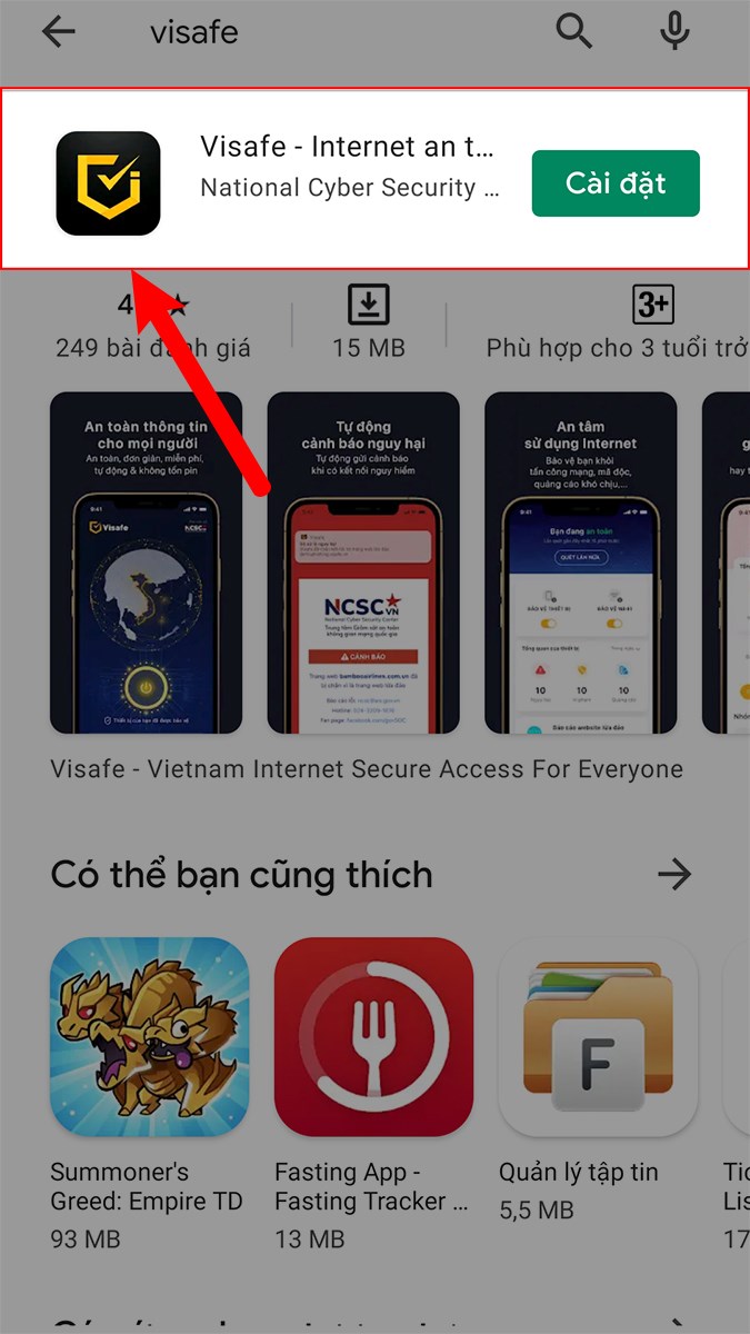 Nhấn vào icon ứng dụng Visafe