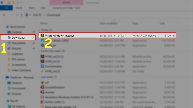 V&agrave;o thư mục Download > Nhấn đ&uacute;p v&agrave;o bộ c&agrave;i Visafe vừa tải về