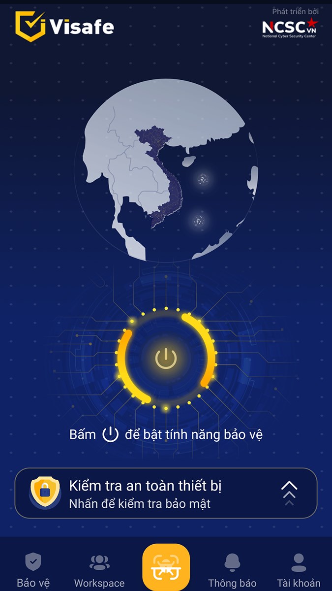 giao diện của ứng dụng Visafe trên điện thoại