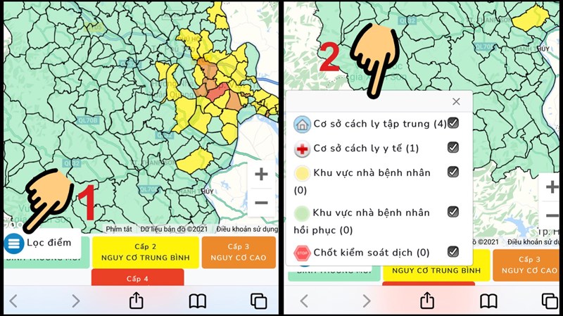 Nhấn vào mục Lọc điểm, xem các chức năng khác