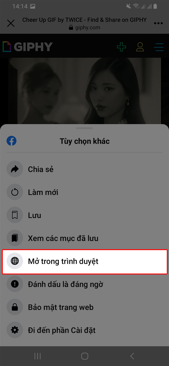 Nhấn vào mở trong trình duyệt