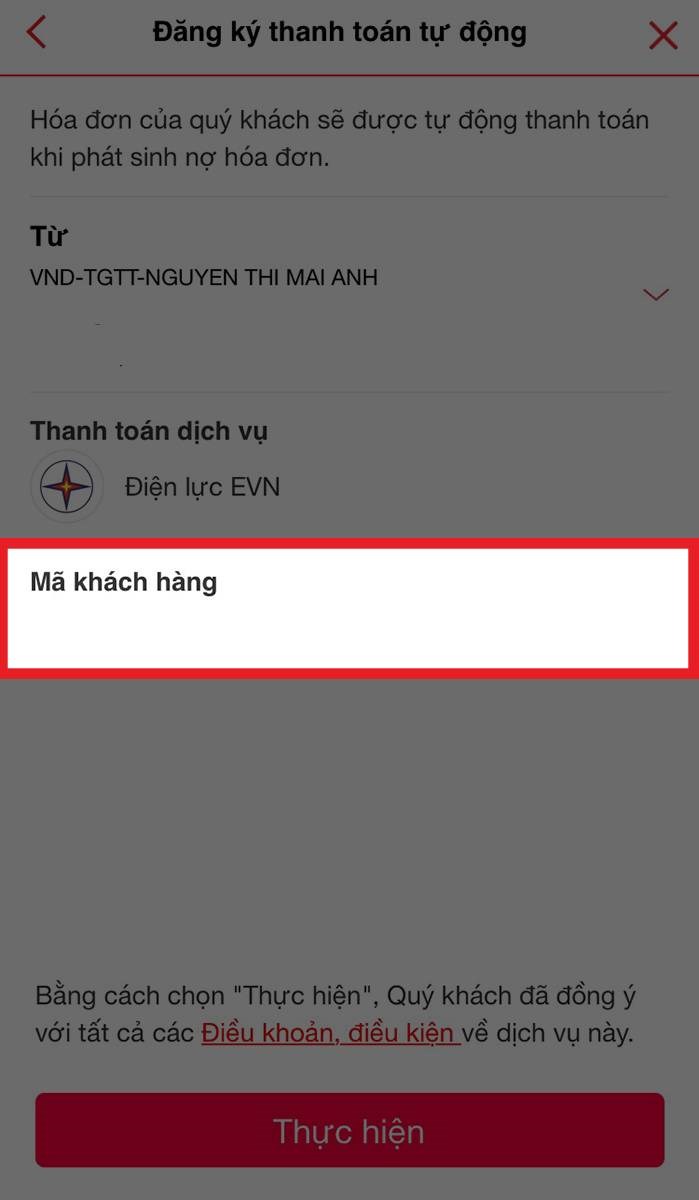 Nhập mã khách hàng Nhập mã khách hàng