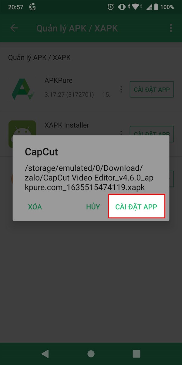 Nhấn CÀI ĐẶT APP