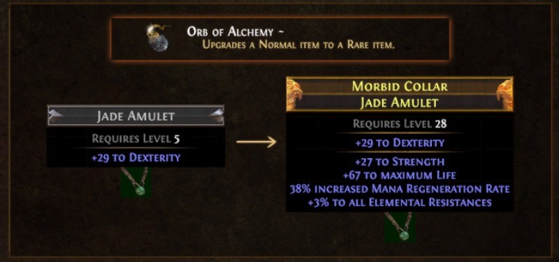 Công thức của Orb of Alchemy