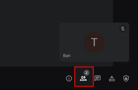 Sau khi tạo phòng học, họp online trên Google Meet, chọn biểu tượng Mọi người
