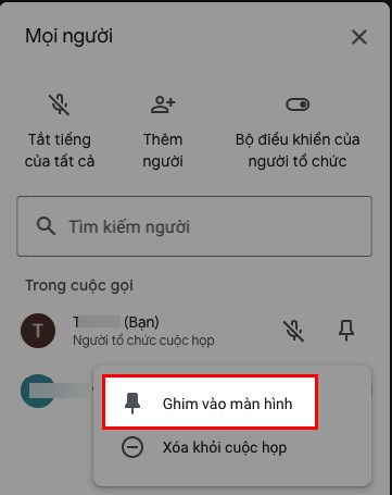 Chọn Ghim vào màn hình