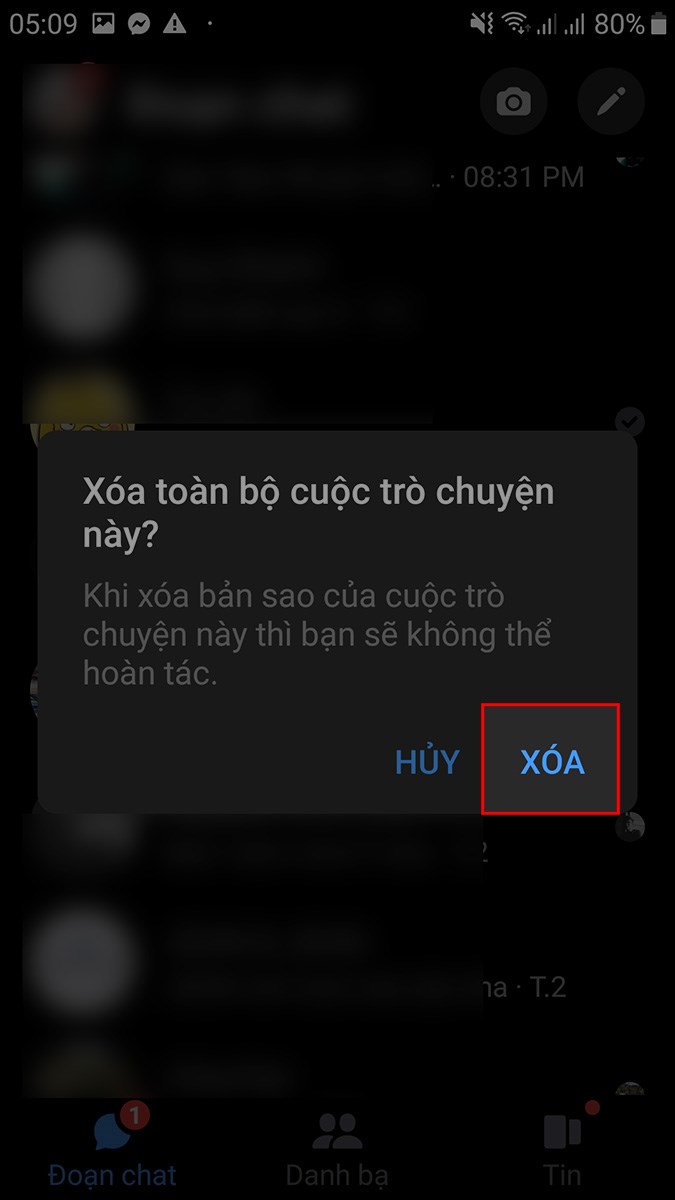 Chọn XÓA