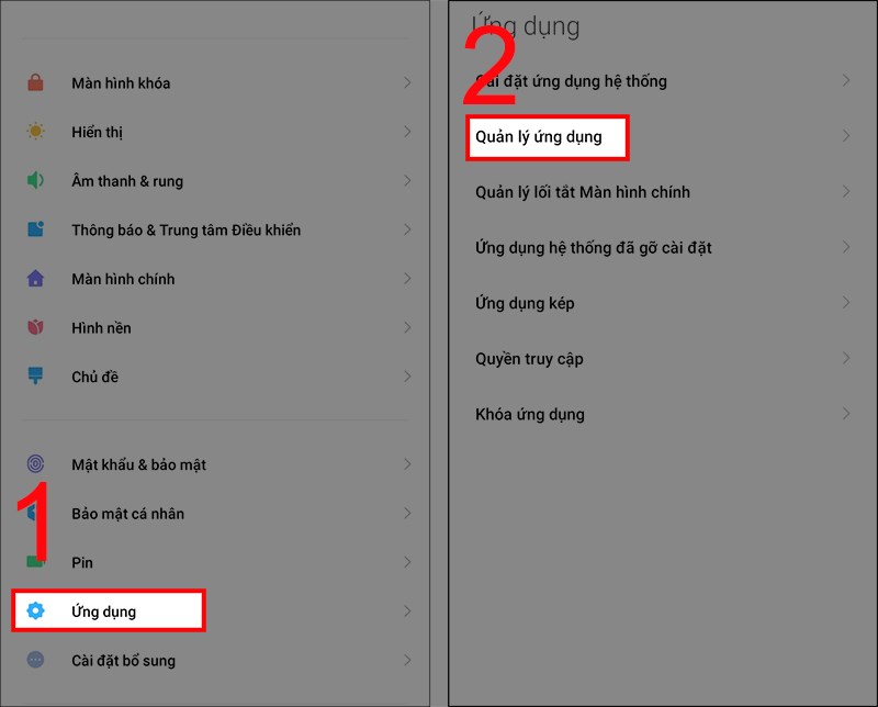 Vào Cài đặt và tìm đến mục Quản lý ứng dụng