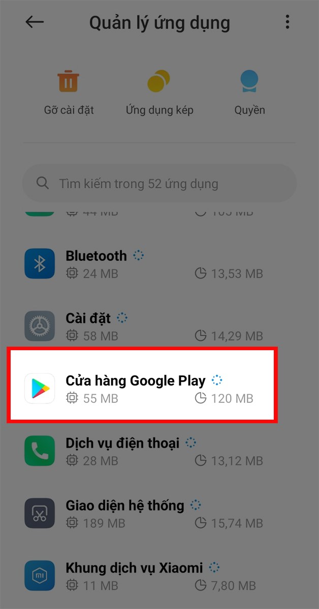 Tìm chọn Google Play