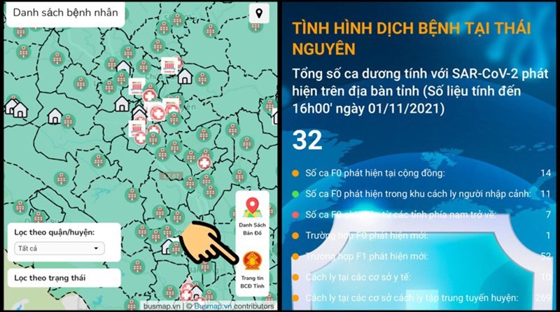 Nhấn v&agrave;o mục Trang tin BCĐ tỉnh để xem t&igrave;nh h&igrave;nh dịch bệnh tại Th&aacute;i Nguy&ecirc;n