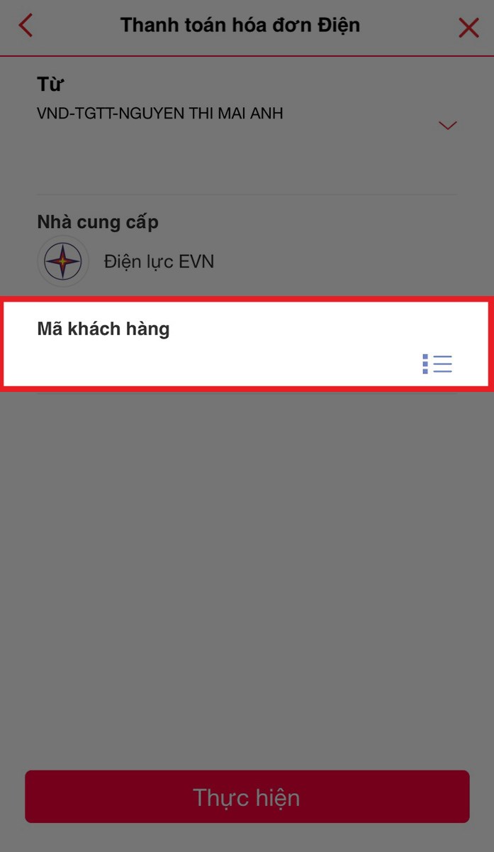 Nhập mã khách hàng