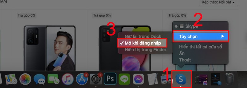 Bỏ chọn tại mục Mở khi đăng nhập