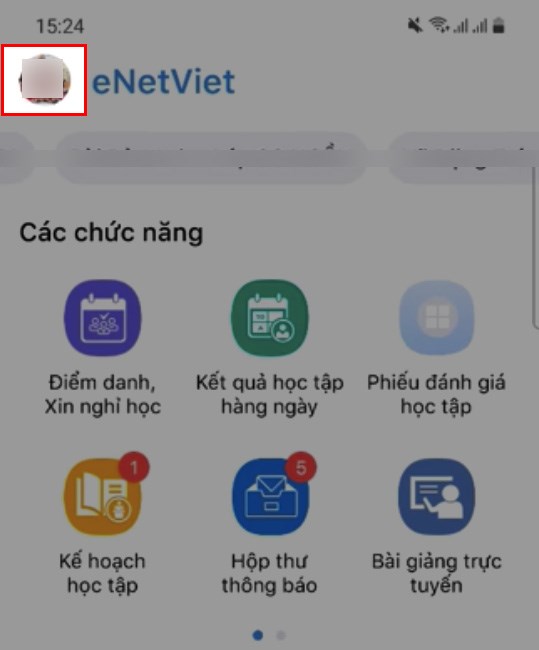 Nhấn vào ảnh đại diện ở góc trên bên trái