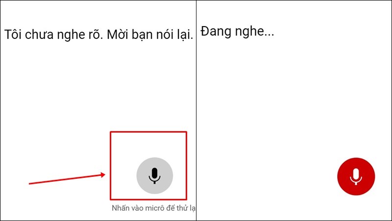 Bấm vào biểu tượng micro để nói lại