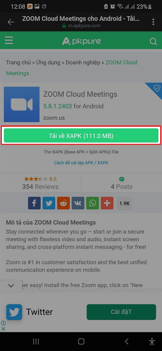 Nhấp Tải về XAPK