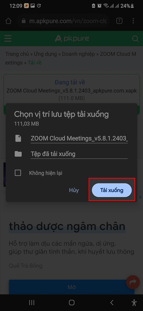 Nhấn Tải xuống