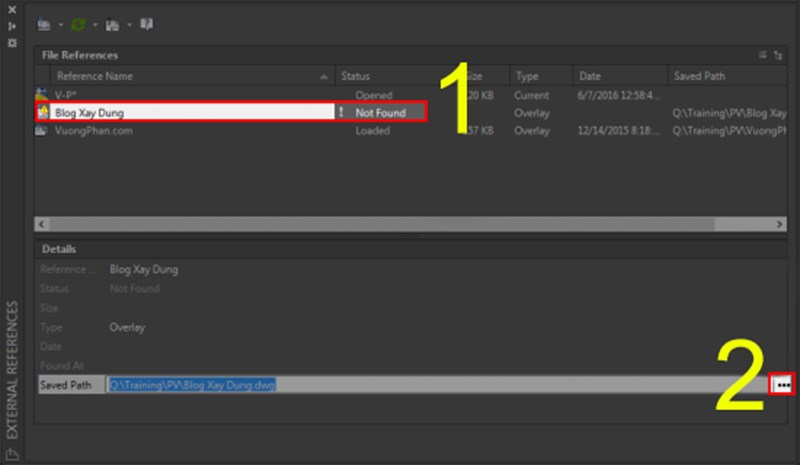 Chọn v&agrave;o file bị lỗi Not Found v&agrave; Click v&agrave;o dấu 3 chấm ngo&agrave;i c&ugrave;ng của đường dẫn ở phần Details