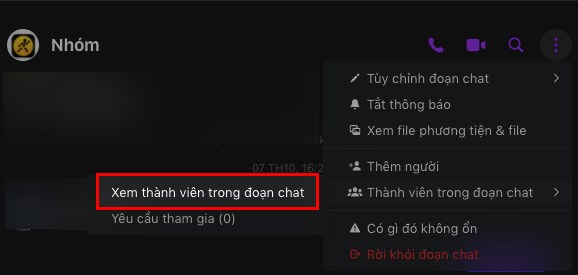 Chọn Xem thành viên trong đoạn chat