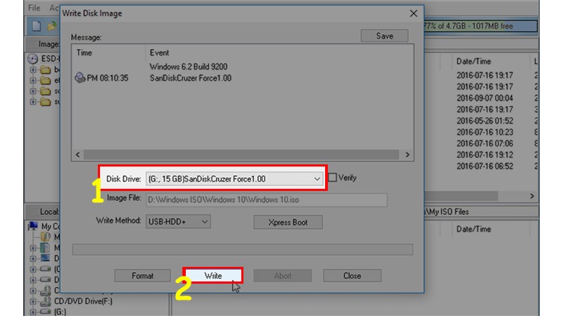 Click chọn tab Bootable > Chọn Write Disk Image...