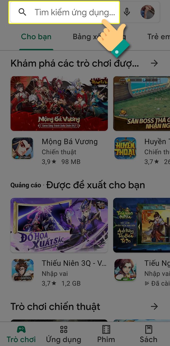 Nhấn v&agrave;o thanh t&igrave;m kiếm