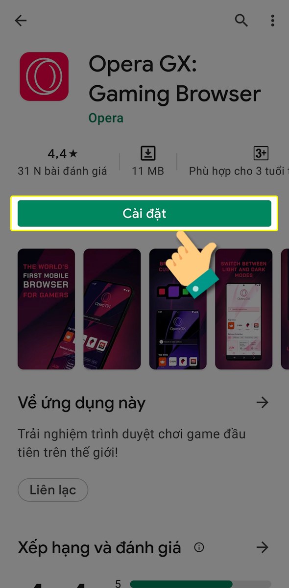 Nhấn c&agrave;i đặt