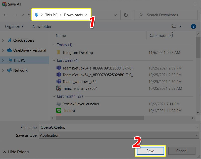 Chọn thư mục lưu trữ
